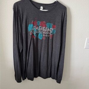 Bella Canvas Charcoal Long Sleeve Tee with Red and Teal Design